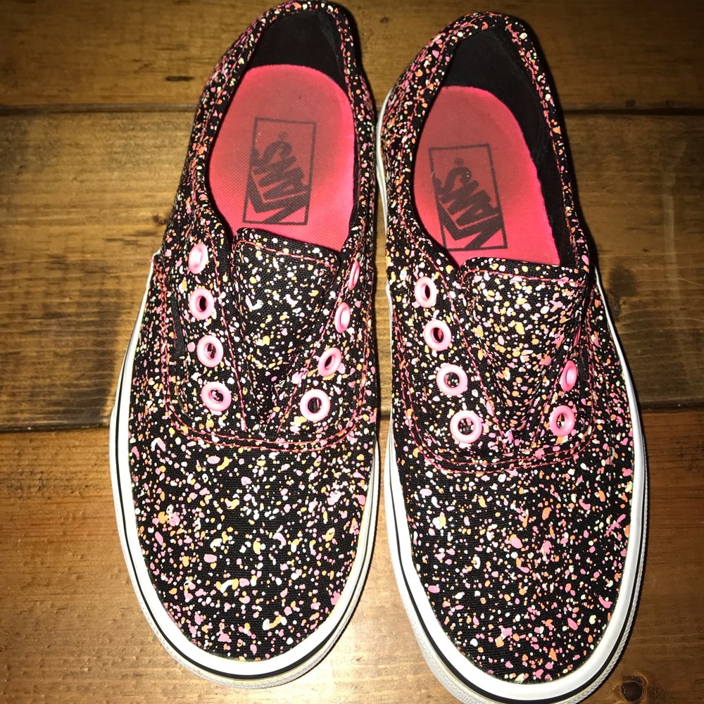 Vans Splatter Black and Neon Sneakers